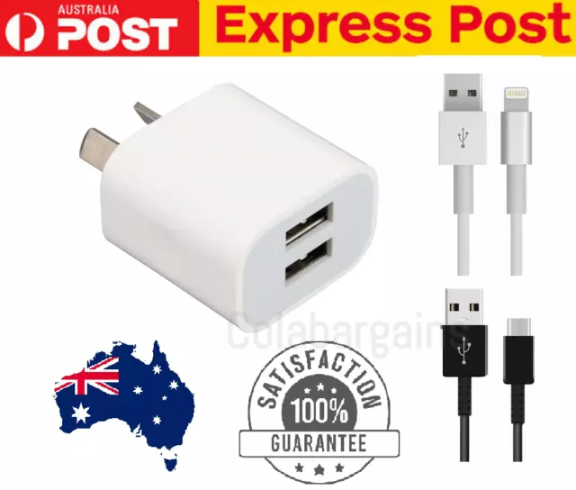 Universal Dual Port USB Power Charging Adaptor Wall Plug Charger iPhone Samsung