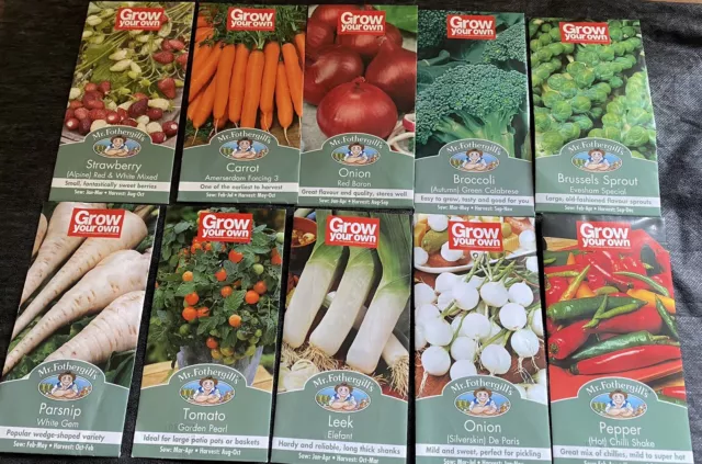 Vegetable Seeds Mixed Varieties 10 Packs Offer  Easy to Grow Mr Fothergills