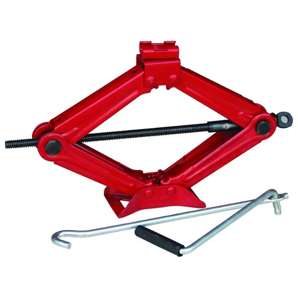 Cric A Pantografo Universale Per Auto 2 Tonnellate | Con Asta Girevole, Maniglia E Base In Acciaio - Altezza Min 105 Mm, Max 380 Mm, Omologato