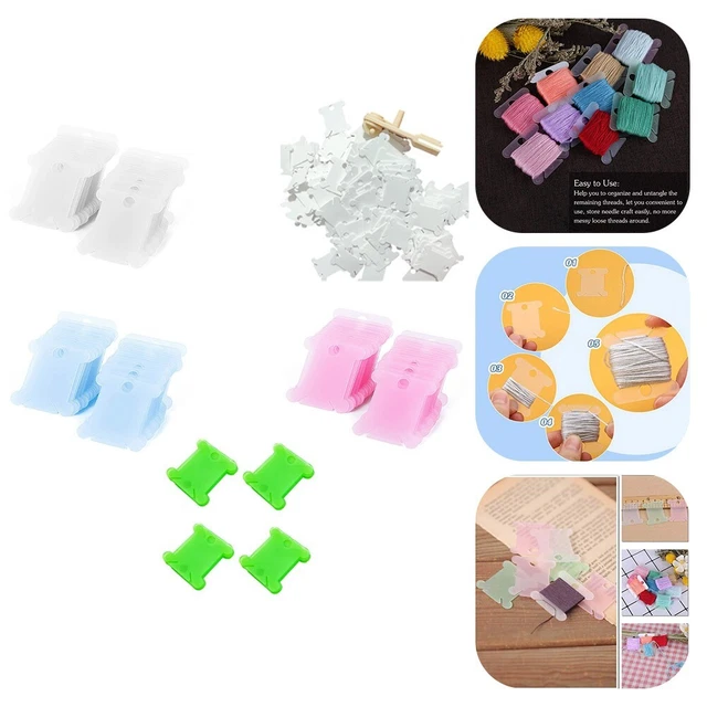 300 Bobines Fil Plastique Transparent - Organisateur Point Croix Broderie - Avec Aiguilles