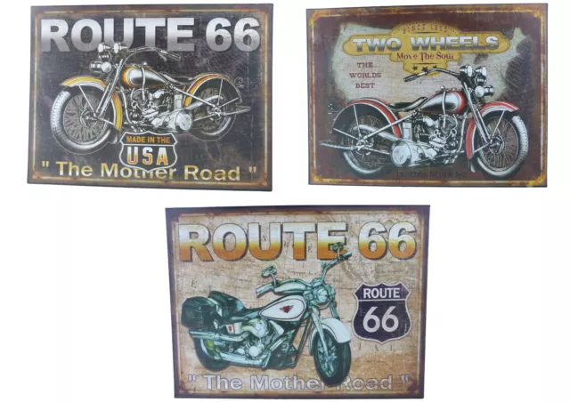 Blechschild "Route 66" US Interstate Motorrad Motobike Harley 30x40cm neu