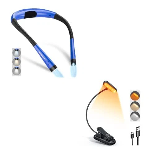 Glocusent Eye Caring Amber Book Light for Reading in Bed CRI 95 Book Reading ...