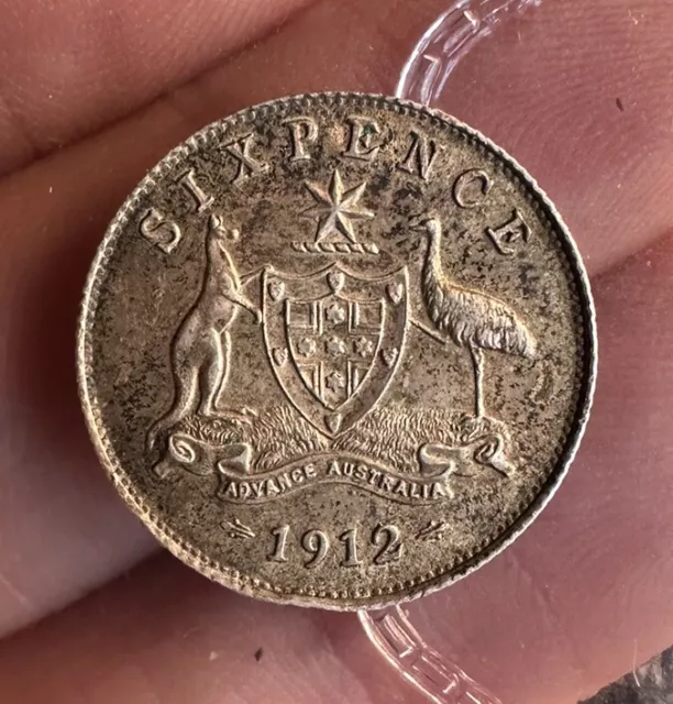 Australia 6 Pence 1912 Grade  AUNC. Scarce