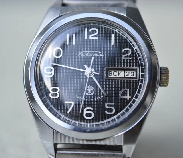 Orologio Quadrante Nero Raketa URSS Vintage Meccanico Polso Uomo Soviet
