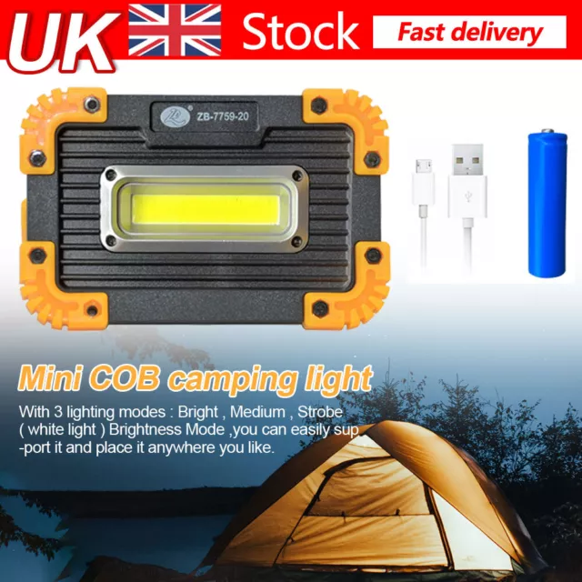 30W COB LED Work Light USB Rechargeable Car Inspection Torch Lamp Camping Hiking