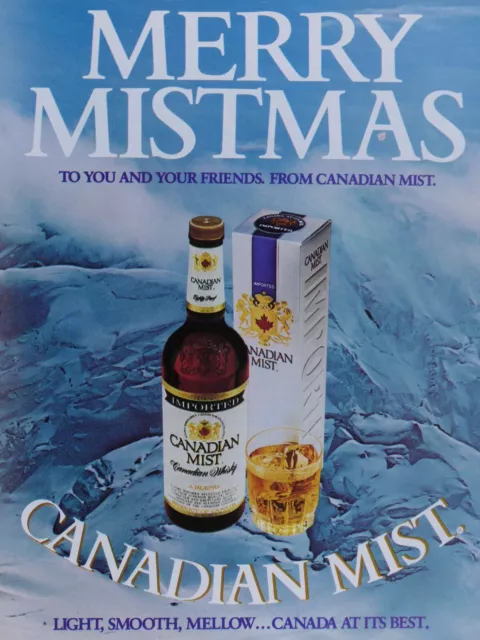 Canadian Mist Christmas Merry Mistmas Vintage 1985 Original Print Ad 8.5 x 11"
