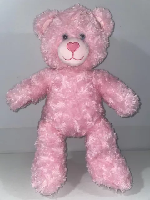 BUILD A BEAR 2016 Happy Hugs Pink swirl fur Teddy Bear 16” VGC