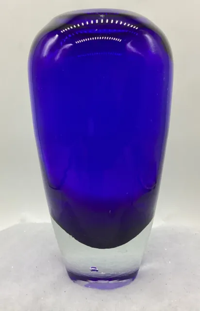 Pier 1 Imports Glass Vase Cobalt Blue Heavy 8.25” Pre-owned