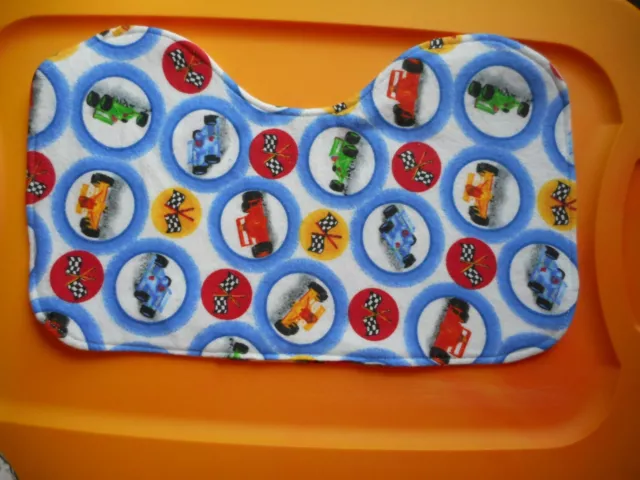 Flannel burp pad - handmade - reversible -  NEW race cars on both sides