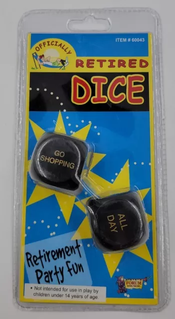 NEW Officially Retired Dice Retirement Party Novelty Goofy Gadgets Black 2006