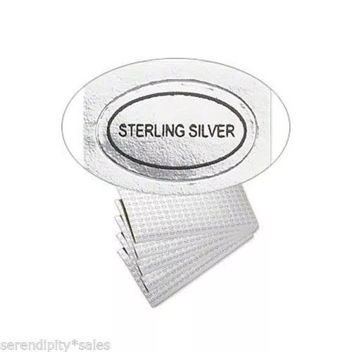 1,000 (1000) Peel Off Adhesive LABELS Oval 1/2" x 5/16" Marked "STERLING SILVER"