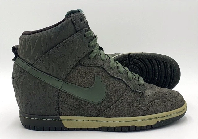 Nike Dunk Sky Hi Wedge Suede Trainers 543258-302 Print Green UK6/US8.5/EU40