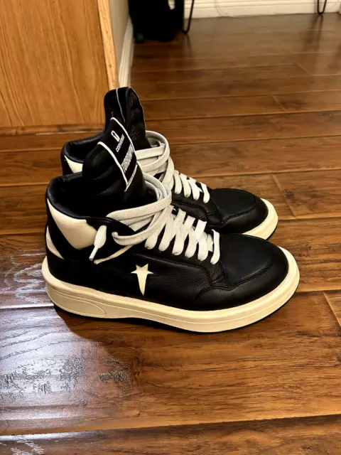 Size 13 - Converse Rick Owens x TURBOWPN Mid Black Cloud Cream