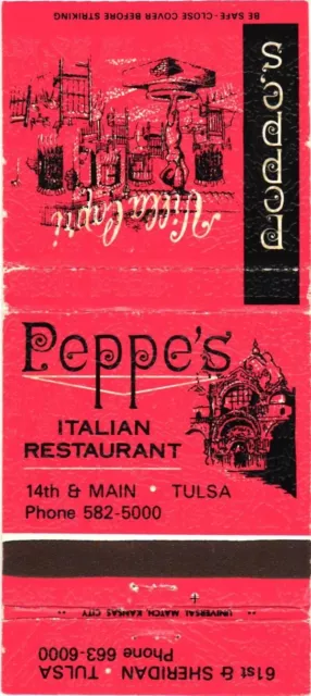 Peppe's Italian Restaurant, Tulsa, Oklahoma Vintage Matchbook Cover