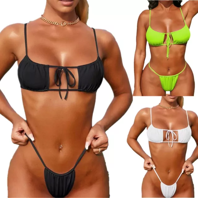 Women Sexy Micro Bikini Set Tie Side G-String Thong Swimsuit