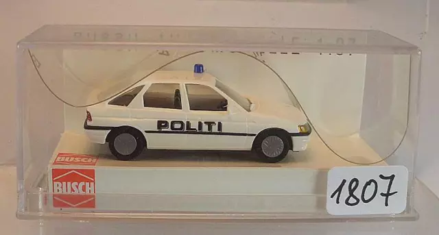 Busch 1/87 Nr. 45728 Ford Escort Limousine Politie Dänemark Polizei OVP #1807