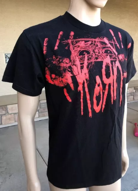 EUC Vintage Korn Nu Metal Band Bloody Hands Red Graphic Black T Shirt Medium 3