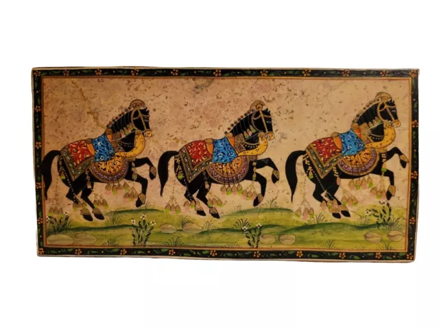 Beautiful Hand Painted 3 Horses Trinket Jewelry Box. Quality Wood.  See Pictures