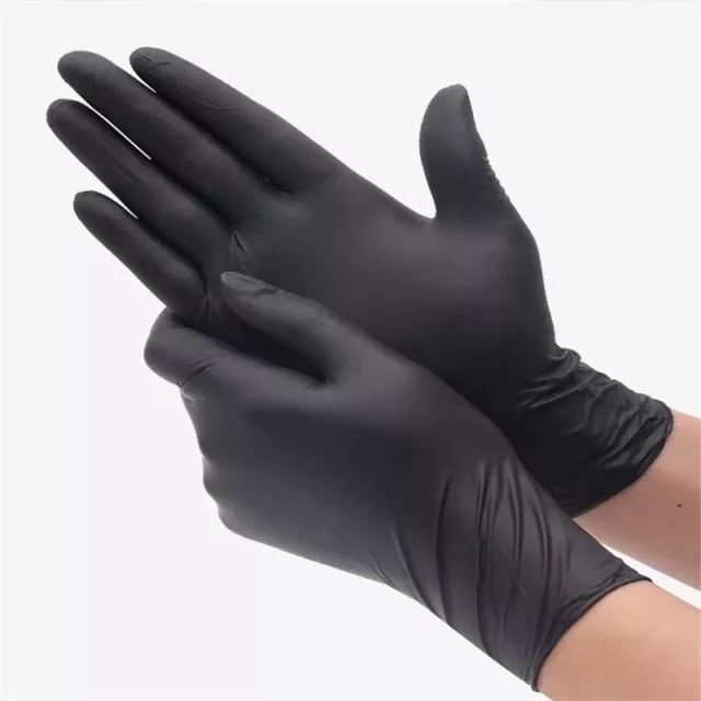 Gants jetables en nitrile (Pack de 20) noir stérile sans latex non toxique