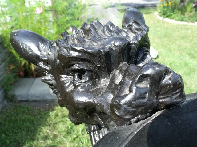 19C French Gothic Carved Oak Winged Myth-Bite Me!-Dragon/Griffin/Gargoyle Stand