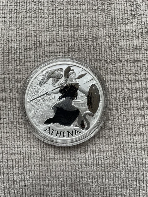 2022 Tuvalu Gods Of Olympus Athena 1 Oz .9999 Silver Coin BU In Capsule