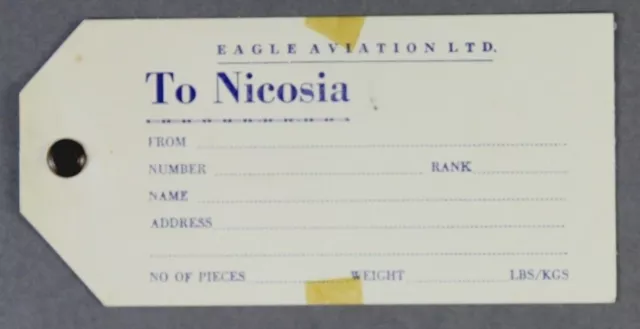 Eagle Aviation Ltd Nicosia Cyprus Vintage Airline Luggage Label Baggage Tag Bag