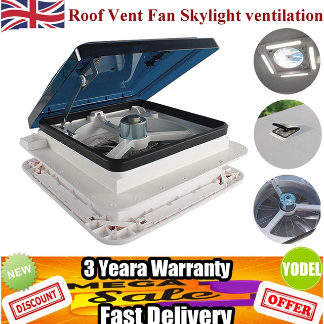 ROOF VENT FAN Camper Van Motorhome RV Caravan Skylight Vent w/LED Light