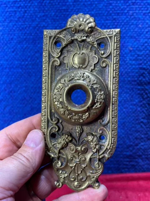 Antique Brass Bronze Door Knob Backplate Ornate Design. AA-278