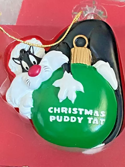 Vintage Warner Bros. Studio Store Sylvester Puddy Tat Christmas Ornament