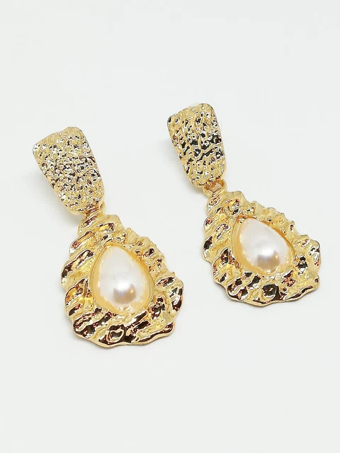 Boucles D'Oreilles Pendantes Goutte Verre Facette Doré - Acier Inoxydable