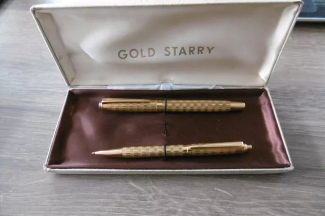 Ancien stylo plume et à bille Gold Starry en boite