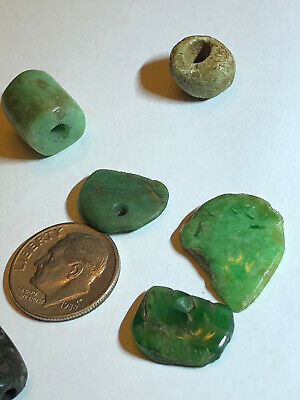Pre Columbian Mayan Authentic Polished (6) Jade Tubular/ Flat Beads bundle deal 2