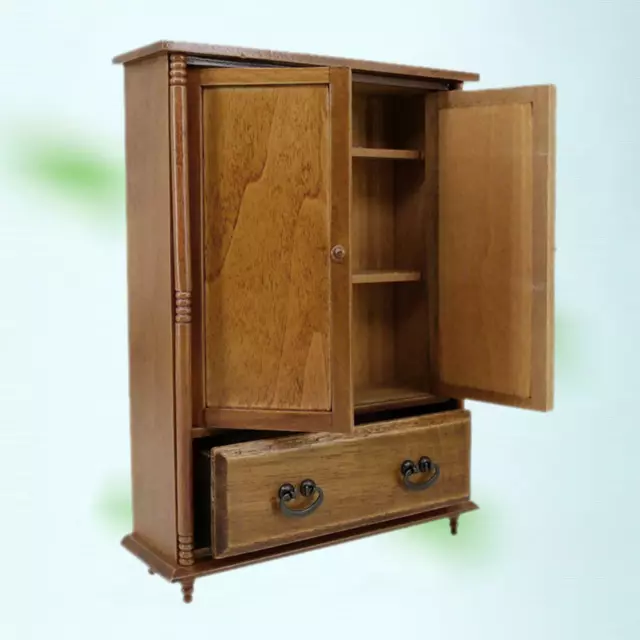 1/12th Scale Dolls House Furniture Retro Wardrobe Armoire Wooden Closet