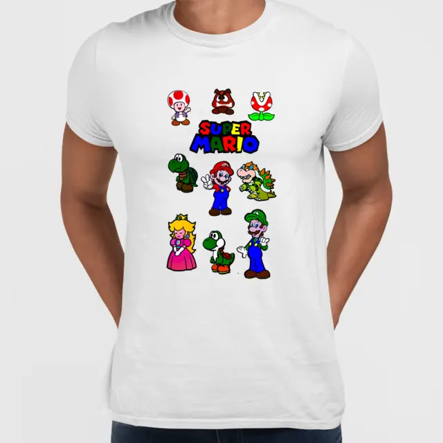 Super Mario Bros Gaming Characters Nintendo SNES Adult Old Fashion Retro Tees 2