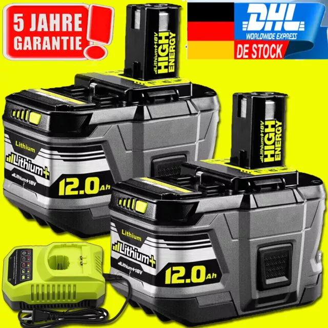 2X Für Original Ryobi Akku 18V 12Ah 9Ah Lithium ONE Plus RB18L50 P108 /Ladegerät