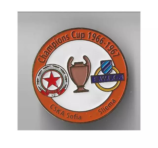 football pin badge CSKA Sofia Bulgaria - Sliema Malta 1966-1967 #6