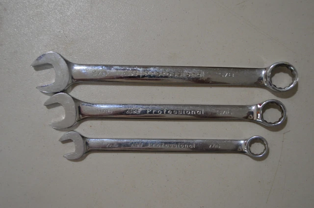 "Juego de llaves combinadas ACE Professional 3 piezas 12pt, 7/16", 9/16", 5/8"