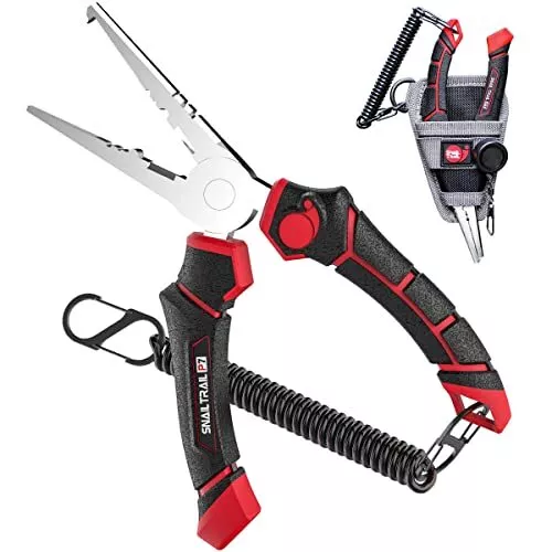 SNAIL TRAIL 7 Split Ring Saltwater Fishing Pliers with Sheath & Lanyard Ho