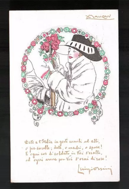 Cartolina Militare Viaggiata 1917 Mauzan Prestito Donne Credito Italiano