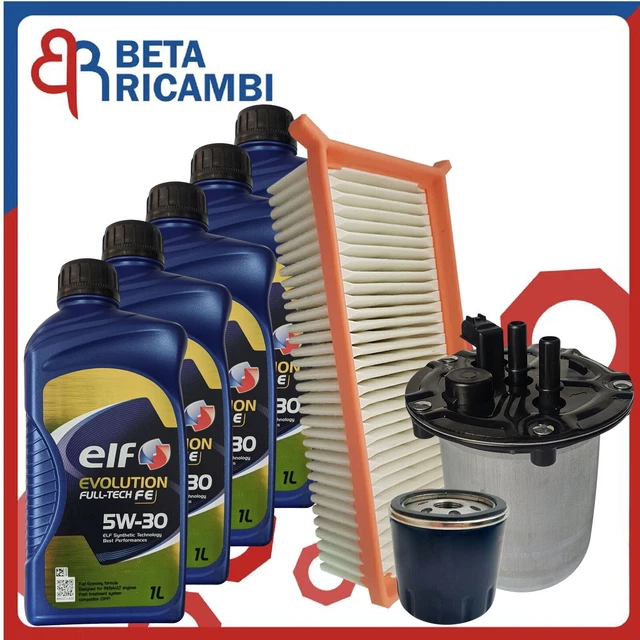 Tagliando Completo Captur Clio Kit Tagliando Per Renault Captur/Clio IV 1.5 DCI - 4 Filtri Olio ELF 5W30 5L Olio Motore 0w30 Diesel - Foto 7