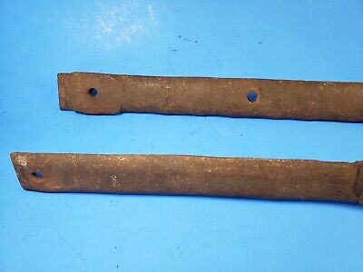 Antique Forged Iron Strap Hinges With Original Rose Head Nails 16" Long 3
