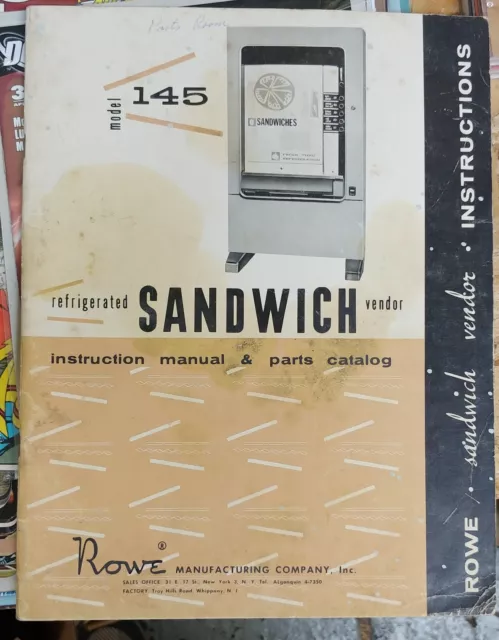 Vintage Rowe Model 145 Sandwich Vending Machine Manual & Parts catalog