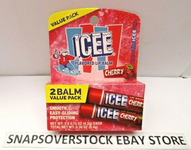 2-Pc Icee Cherry Flavored Lip Balm 0.15 Oz. Tubes, New With Fast Free Shipping
