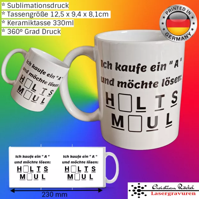 Tasse mit Spruch Halts Maul Geschenk Idee Lustig Witzig Kaffeetasse Glücksrad