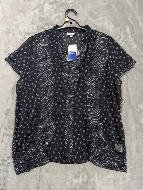 Millers womans top size 18 sheer button up dark blue color brand new with tags.