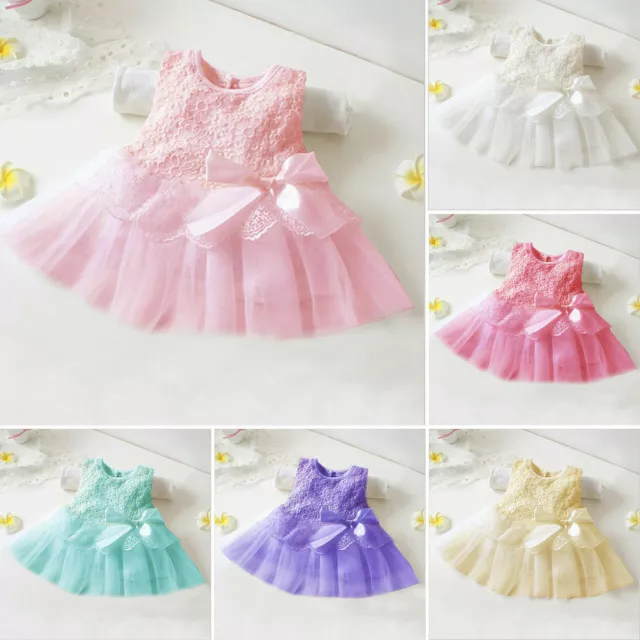Newborn Girls Baby Lace Flower Dress Summer Infant Party Princess Clothes Dress⊹