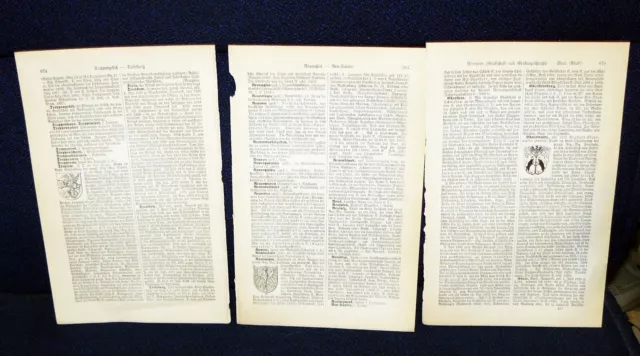 MECKLENBURG-VORPOMMERN Wismar Rostock Stralsund Lexikonartikel & Wappen von 1894