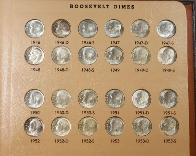 1946-1988 Roosevelt Dime Coin Collection Set, BU & Proof 2