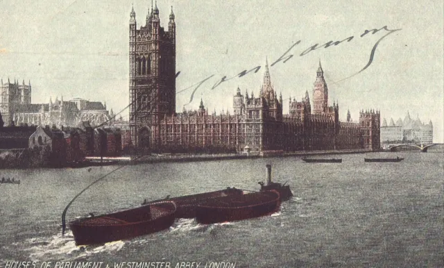 "Houses of Parliament. London" 1907 UK Vintage Postcard. *Worldwide ship*