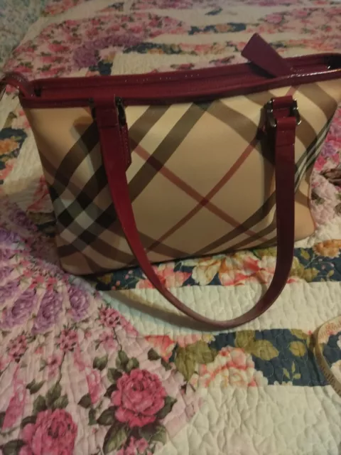 Burberry Nova Check Handbag Military Red